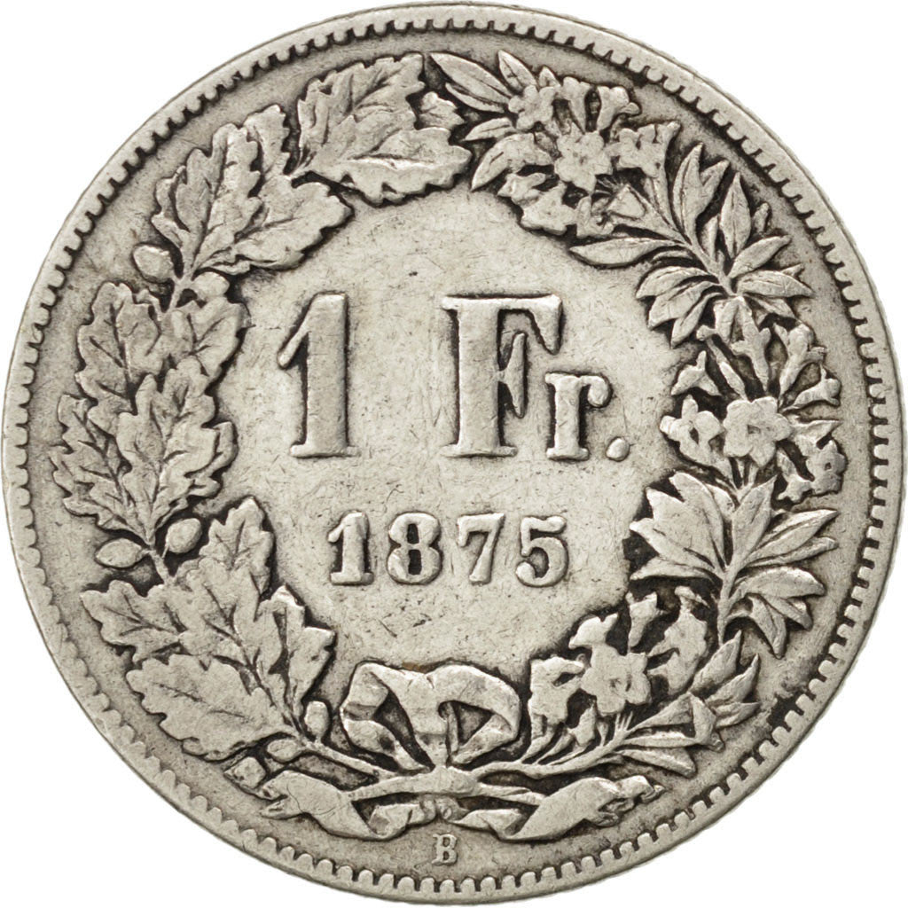 Coin, Switzerland, Franc, 1875, Bern, VF(30-35), Silver, KM:24