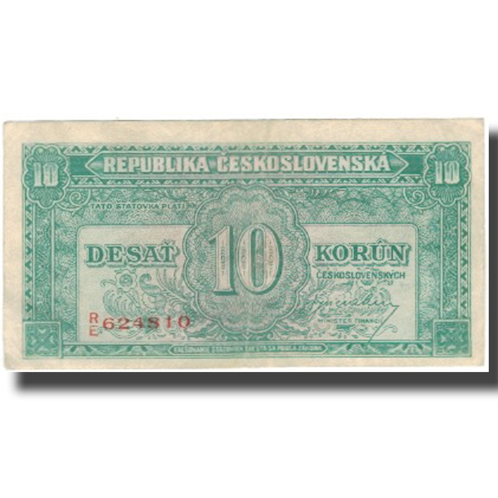 Biljet, Tsjecho-Slowakije, 10 Korun, KM:60a, TTB