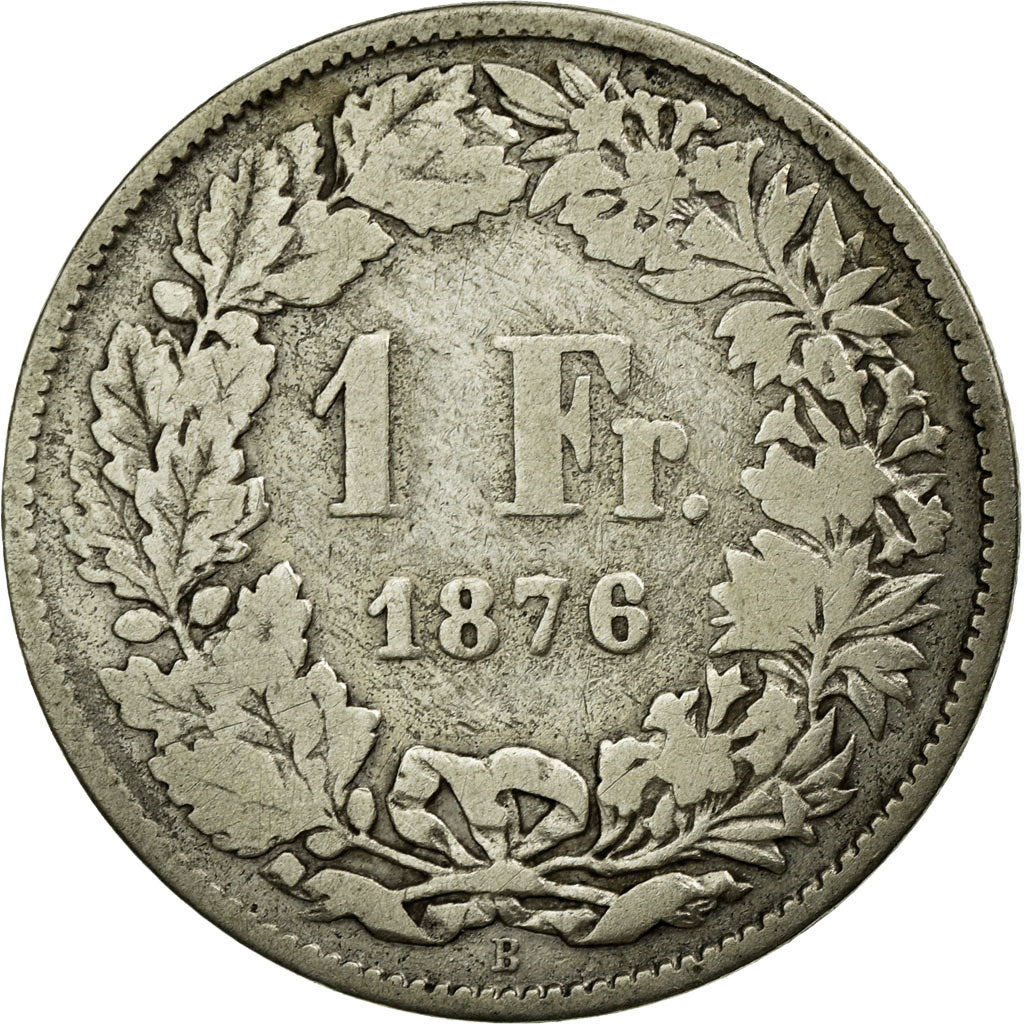 Coin, Switzerland, Franc, 1876, Bern, VF(20-25), Silver, KM:24