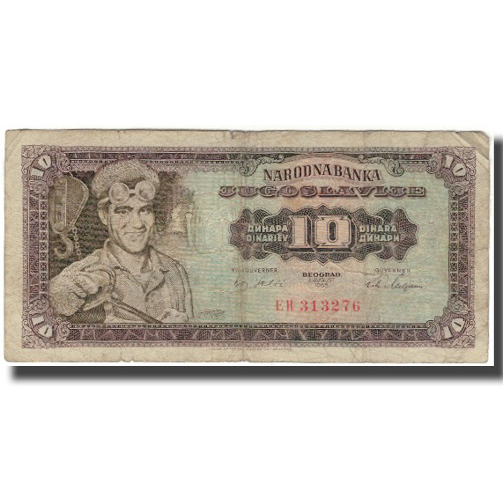 Banknote, Yugoslavia, 10 Dinara, 1965-08-01, KM:78a, F(12-15)