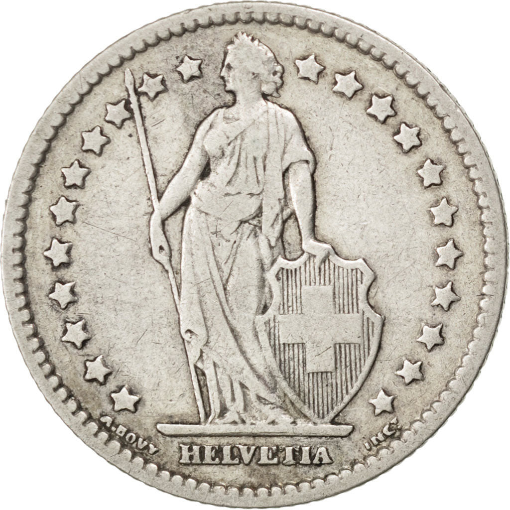 SWITZERLAND, Franc, 1887, Bern, KM #24, EF(40-45), Silver, 23.2, 4.88