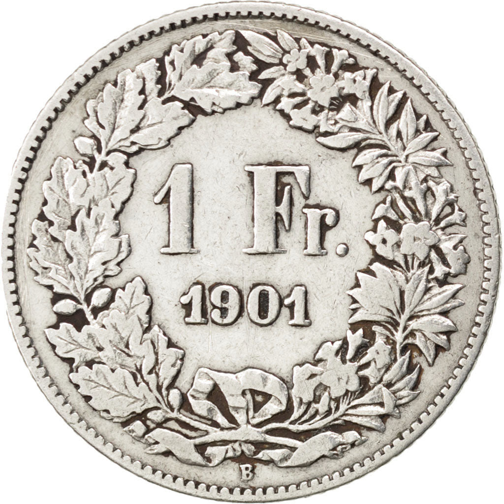 SWITZERLAND, Franc, 1901, Bern, KM #24, VF(30-35), Silver, 23.2, 4.94