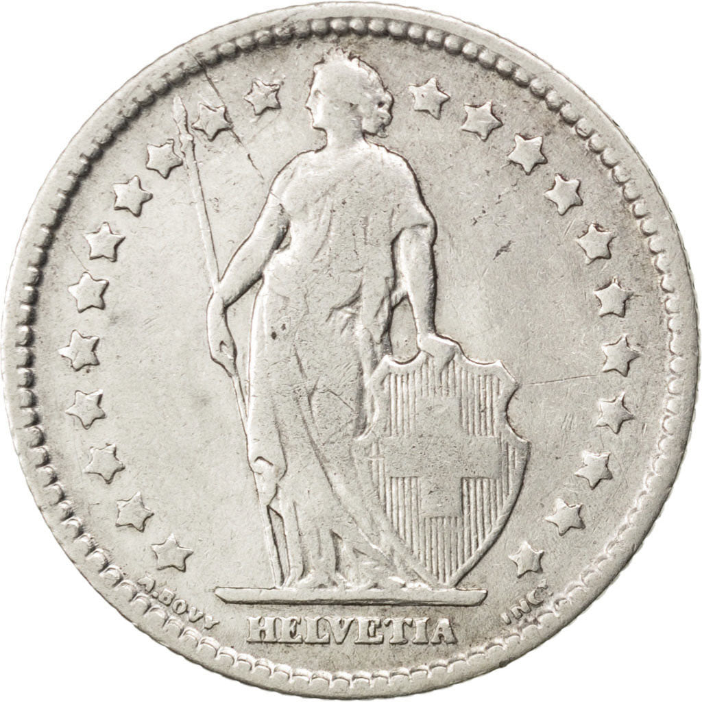 SWITZERLAND, Franc, 1904, Bern, KM #24, VF(30-35), Silver, 23.2, 4.91