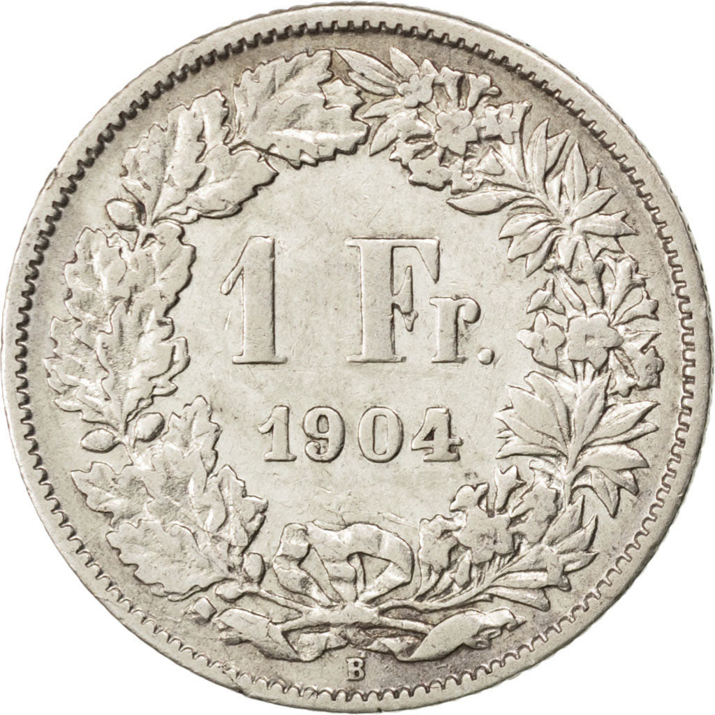 SWITZERLAND, Franc, 1904, Bern, KM #24, VF(30-35), Silver, 23.2, 4.91