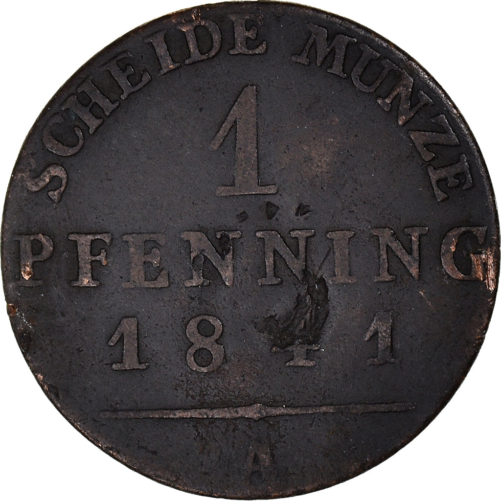 Moneta, Stati tedeschi, Pfennig, 1841, Berlin, Prussia, MB, Rame