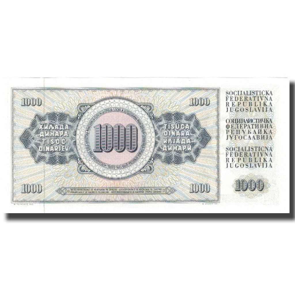Biljet, Joegoslaviëe, 1000 Dinara, 1978-08-12, KM:92a, NIEUW