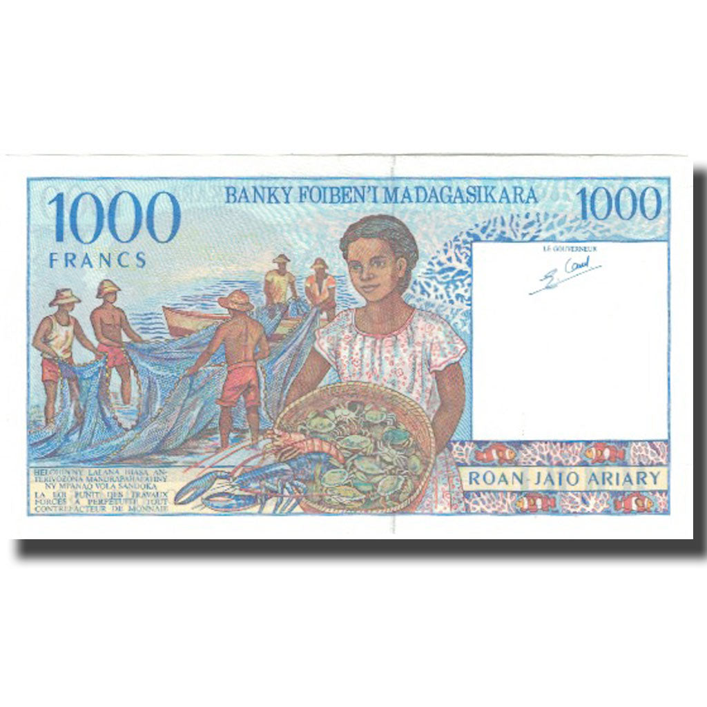 Banknote, Madagascar, 1000 Francs = 200 Ariary, KM:76b, UNC(60-62)