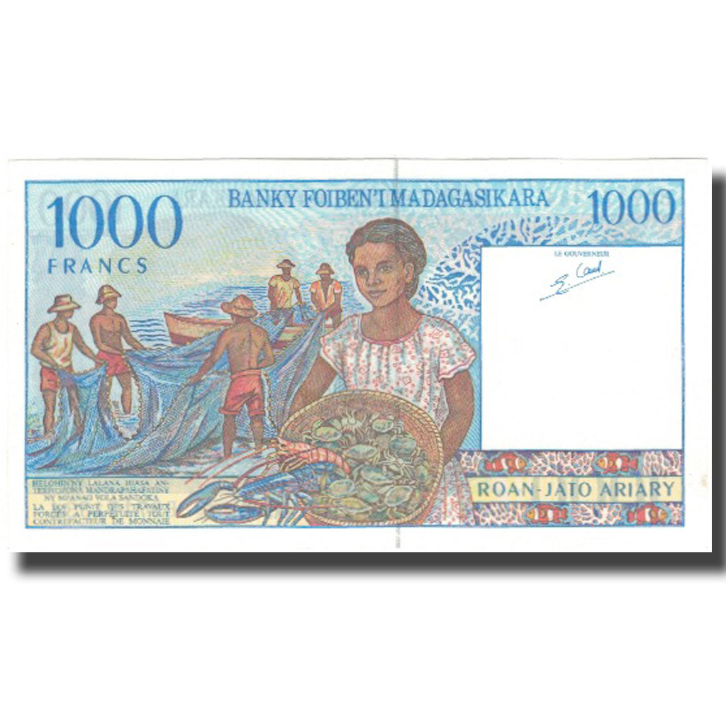 Banknote, Madagascar, 1000 Francs = 200 Ariary, KM:76b, UNC(60-62)
