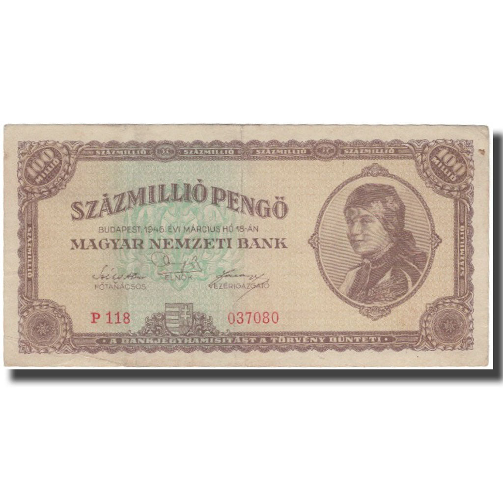 Banknote, Hungary, 100,000,000 Pengö, 1946, KM:124, EF(40-45)