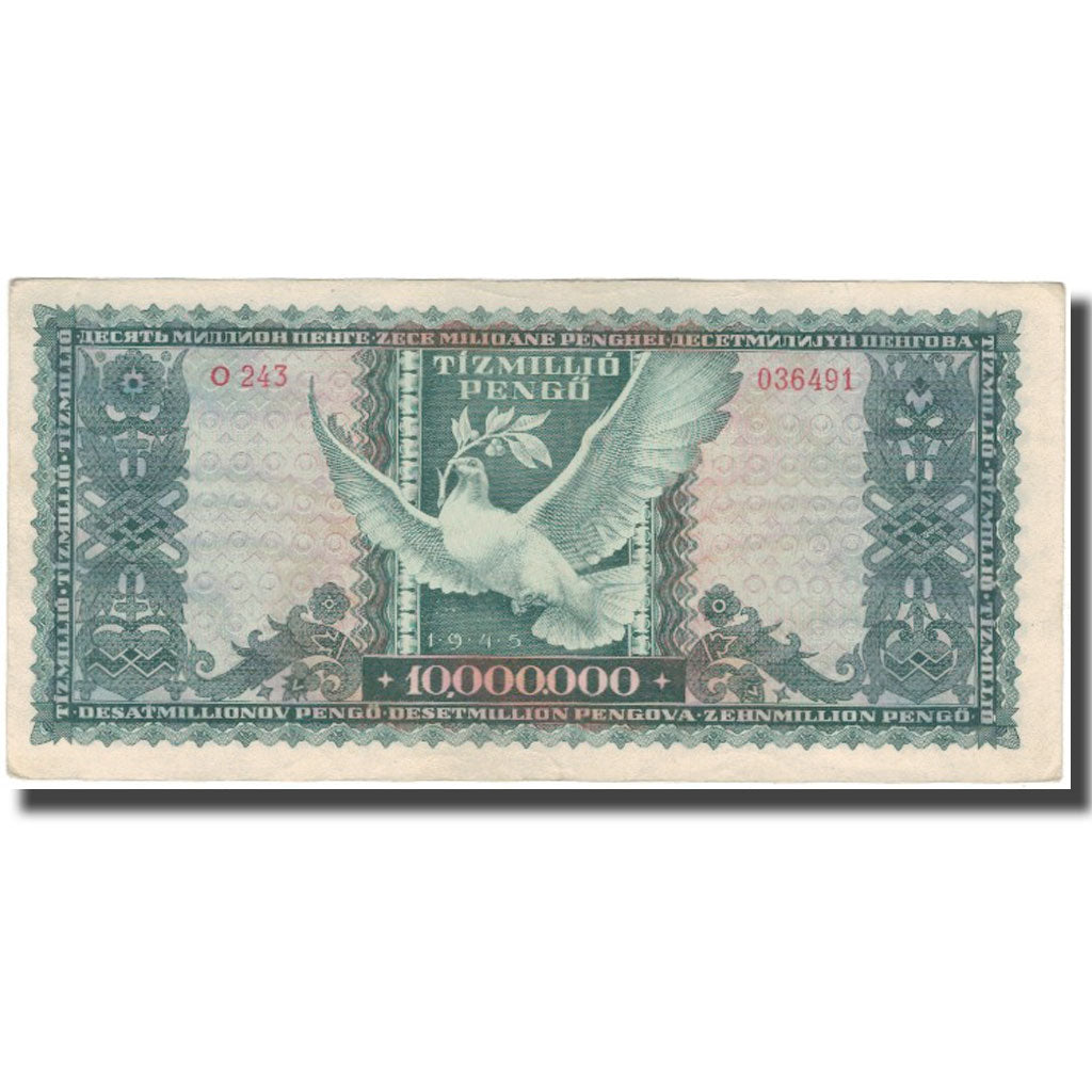 Banknote, Hungary, 10,000,000 Pengö, 1945, KM:123, AU(50-53)