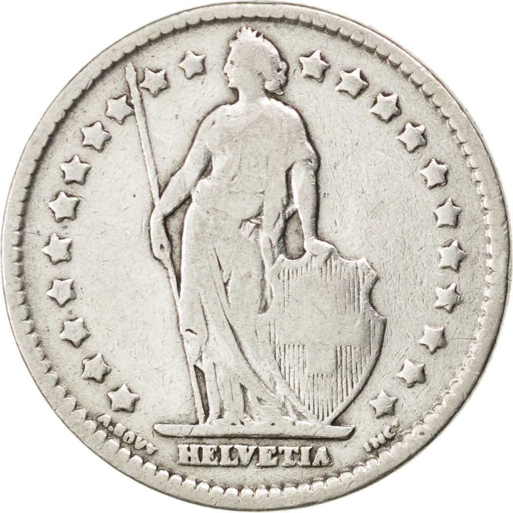 SWITZERLAND, Franc, 1908, Bern, KM #24, VF(30-35), Silver, 23.2, 4.84