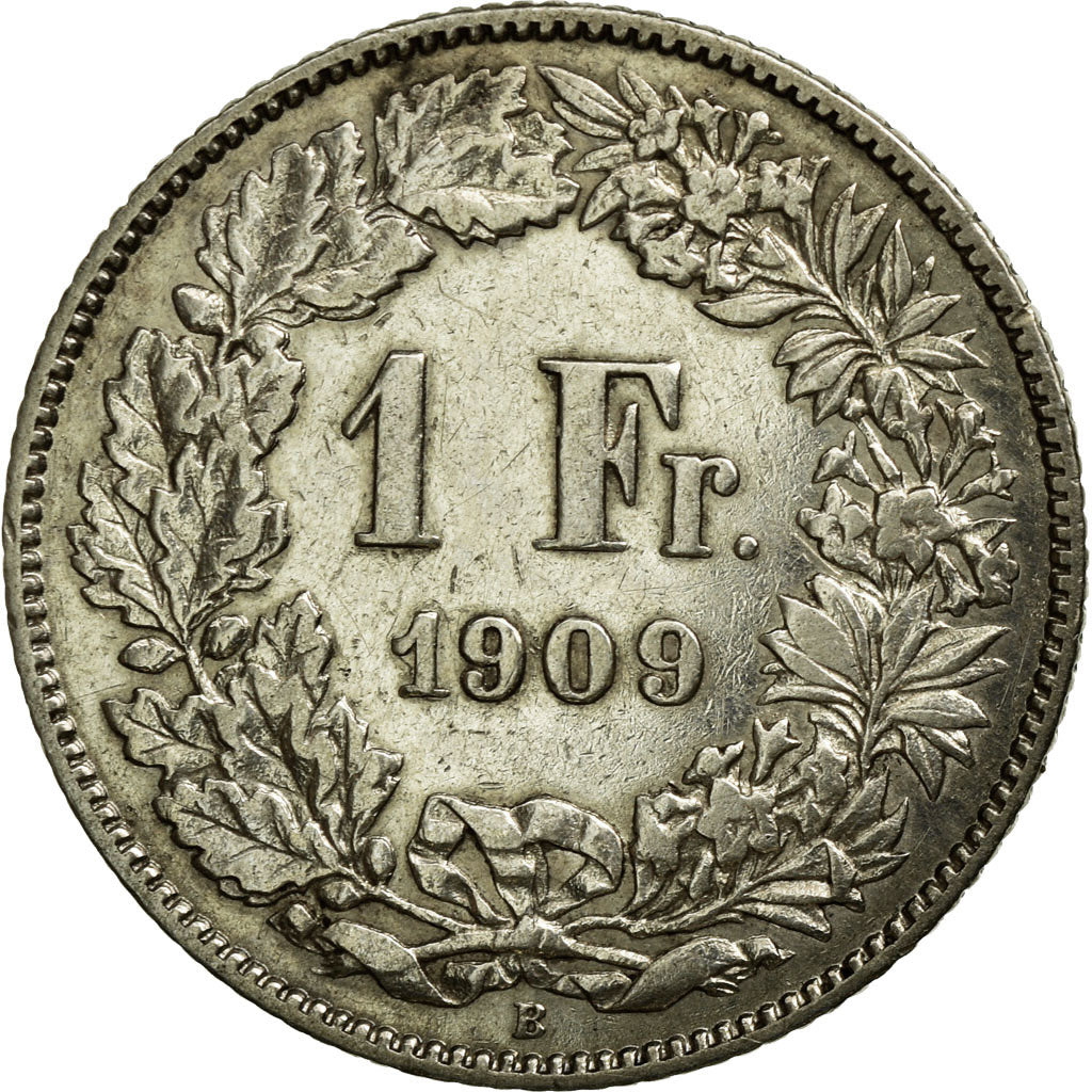 Coin, Switzerland, Franc, 1909, Bern, EF(40-45), Silver, KM:24