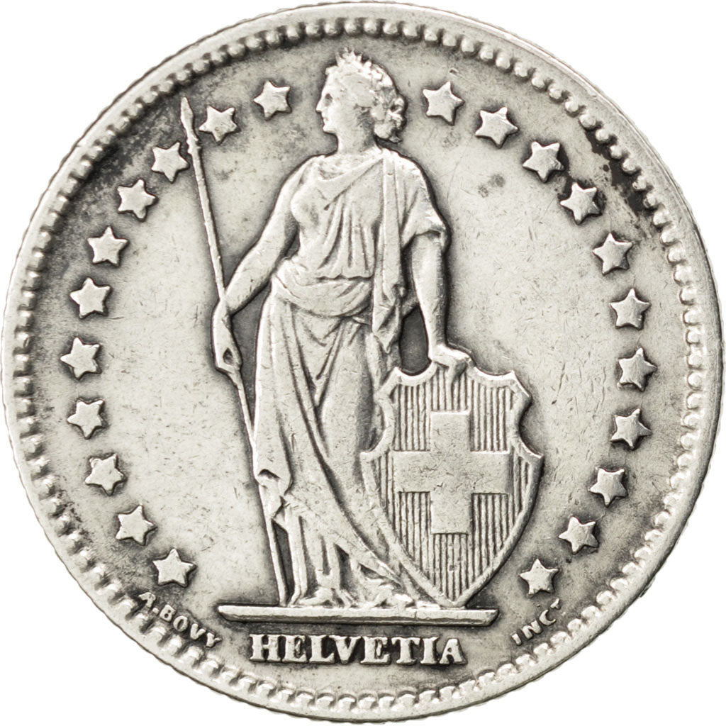 SWITZERLAND, Franc, 1910, Bern, KM #24, EF(40-45), Silver, 23.2, 4.94