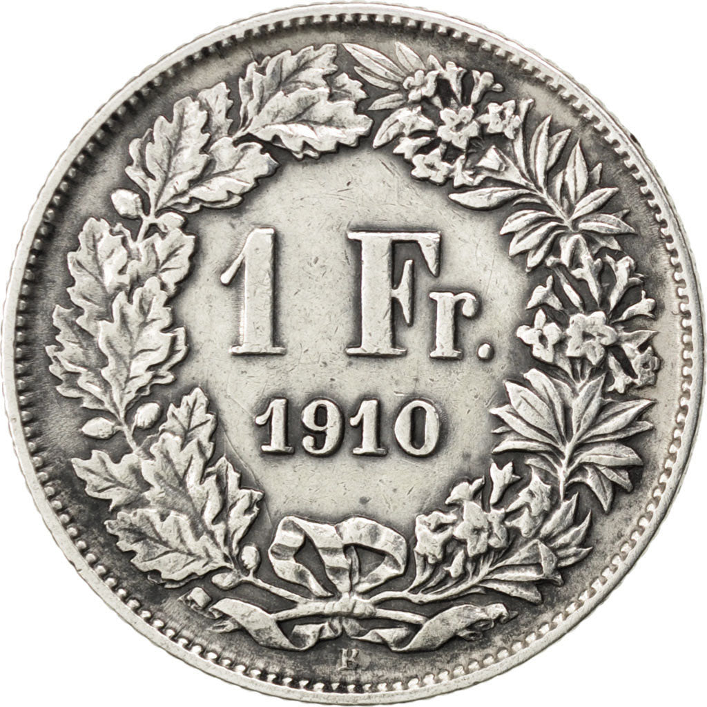 SWITZERLAND, Franc, 1910, Bern, KM #24, EF(40-45), Silver, 23.2, 4.94