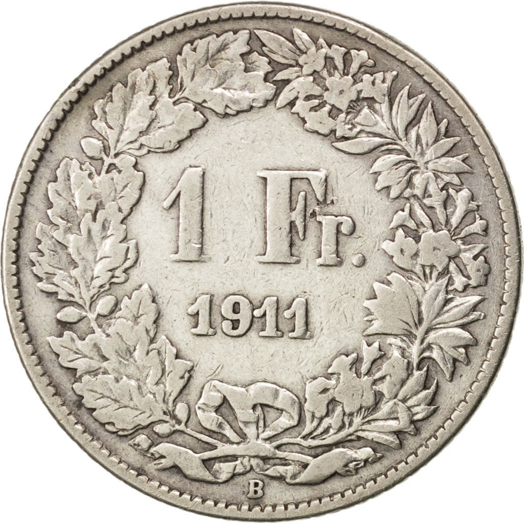SWITZERLAND, Franc, 1911, Bern, KM #24, VF(30-35), Silver, 23.2, 4.84