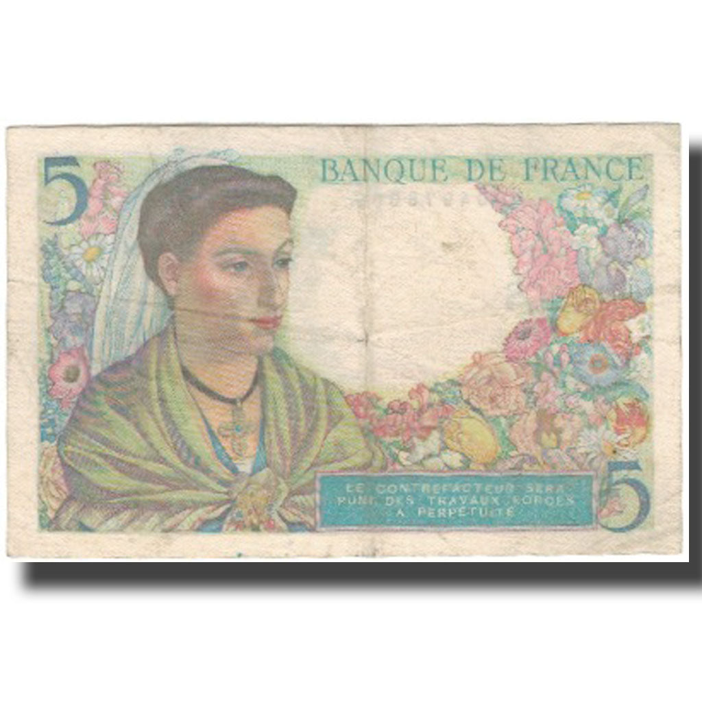 France, 5 Francs, Berger, 1943-06-02, TB, Fayette:5.1, KM:98a