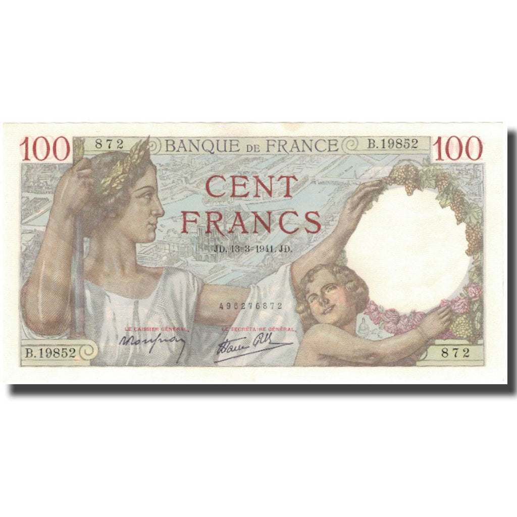 France, 100 Francs, Sully, 1941-03-13, UNC(63), Fayette:26.48, KM:94