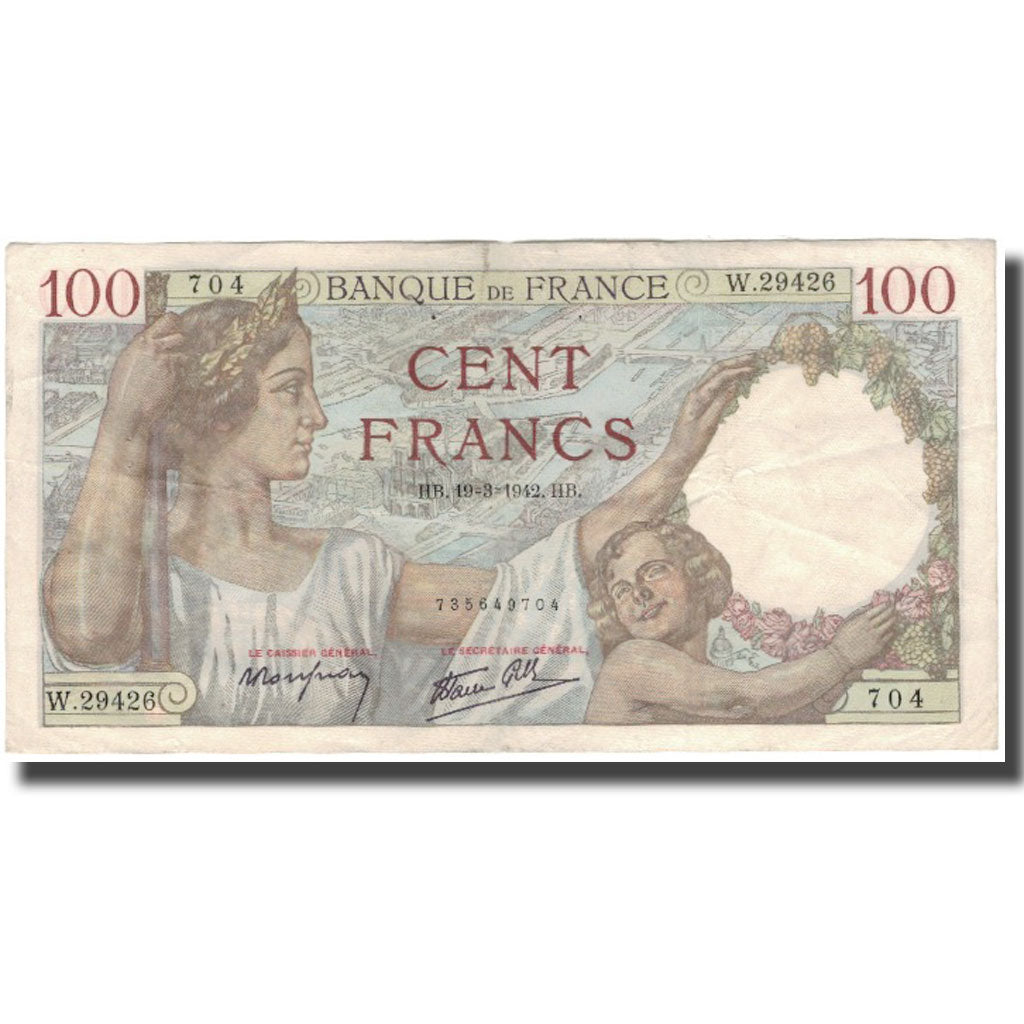 Frankreich, 100 Francs, Sully, 1942-03-19, S+, Fayette:26.68, KM:94