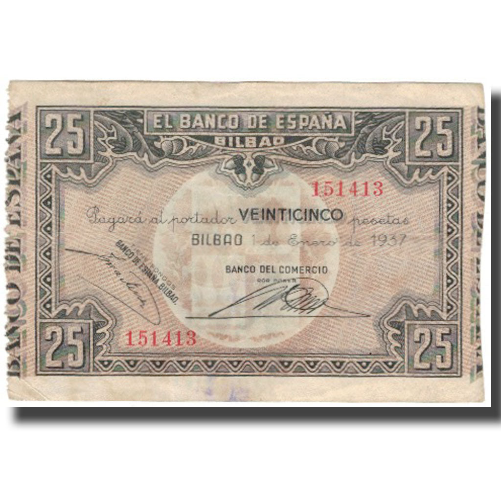 Banknote, Spain, 25 Pesetas, 1937-01-01, KM:S563, EF(40-45)