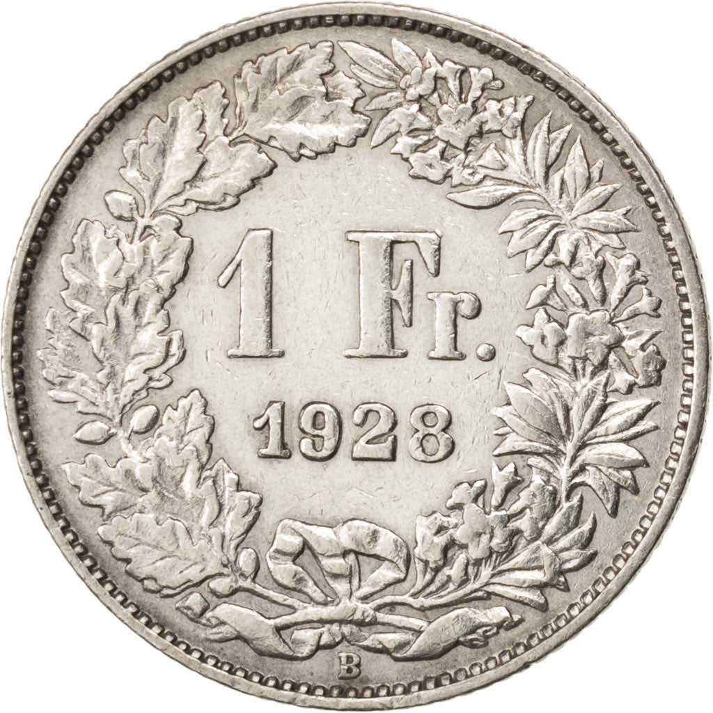 SWITZERLAND, Franc, 1928, Bern, KM #24, EF(40-45), Silver, 23.2, 4.95