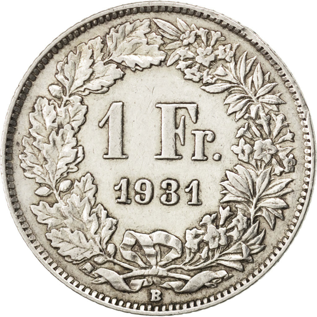 SWITZERLAND, Franc, 1931, Bern, KM #24, EF(40-45), Silver, 23.2, 4.99
