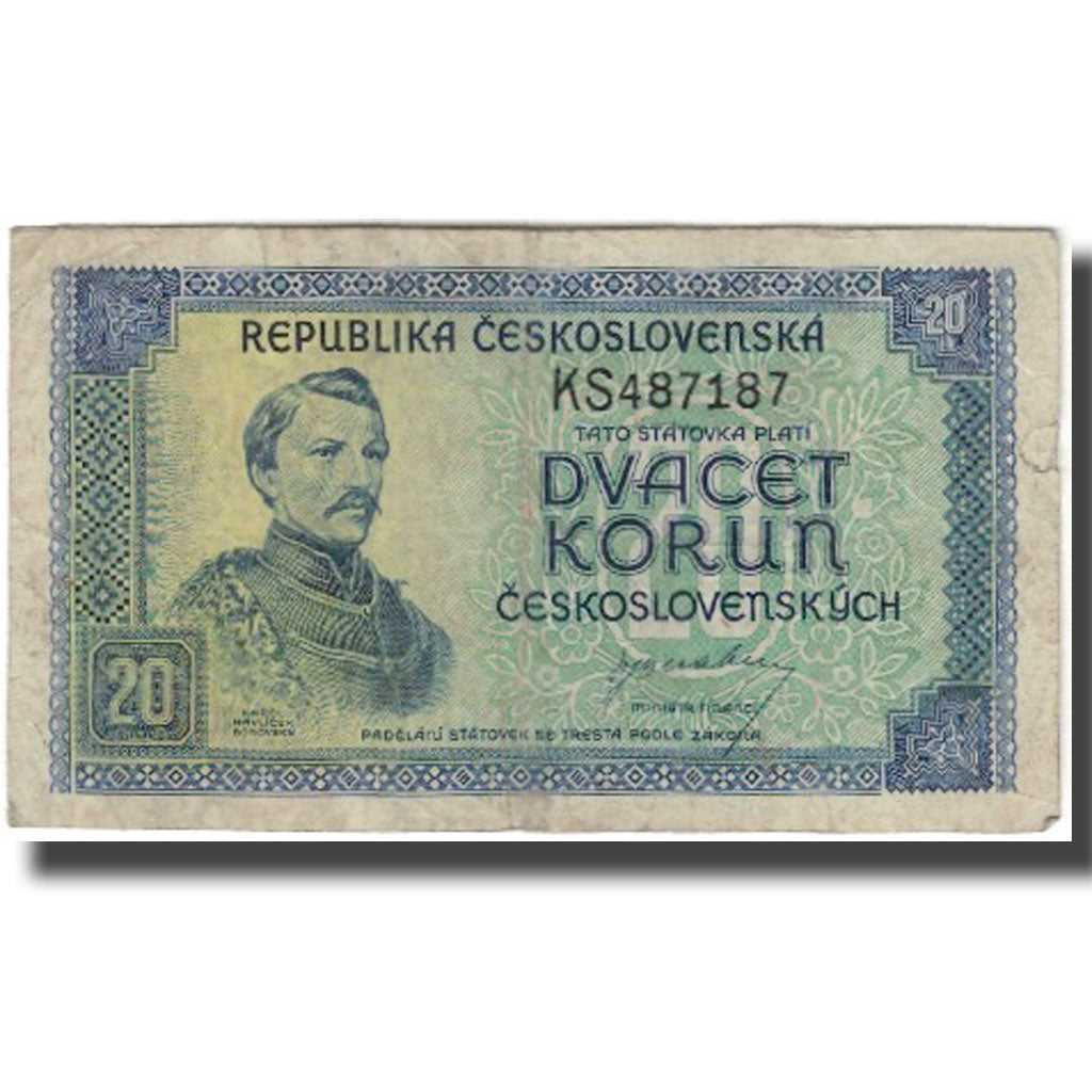Billete, 20 Korun, Checoslovaquia, KM:61a, BC