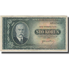 Billete, 100 Korun, Checoslovaquia, KM:63a, BC+