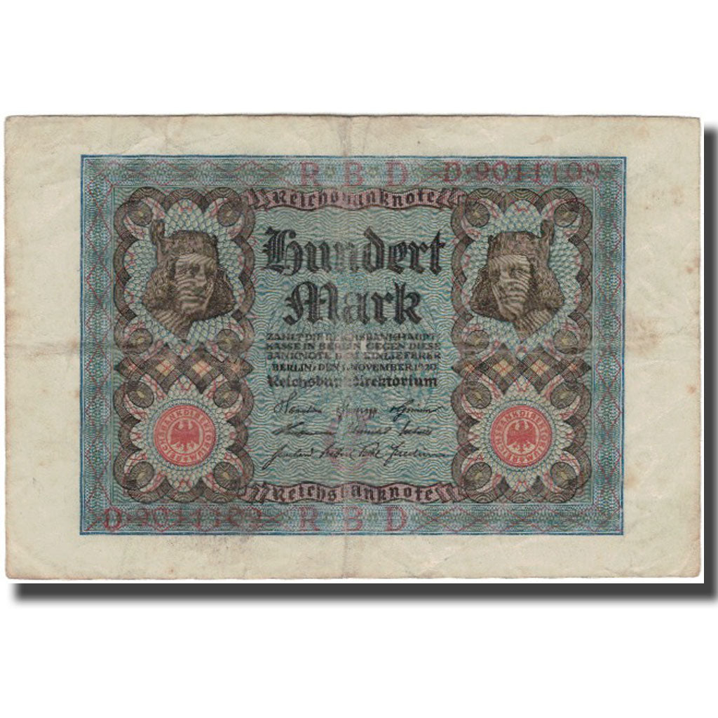 Geldschein, Deutschland, 100 Mark, KM:69a, S+