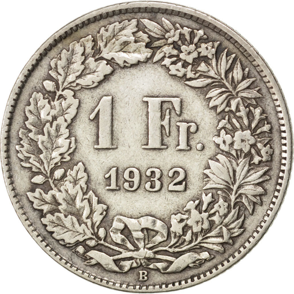 SWITZERLAND, Franc, 1932, Bern, KM #24, EF(40-45), Silver, 23.2, 4.95