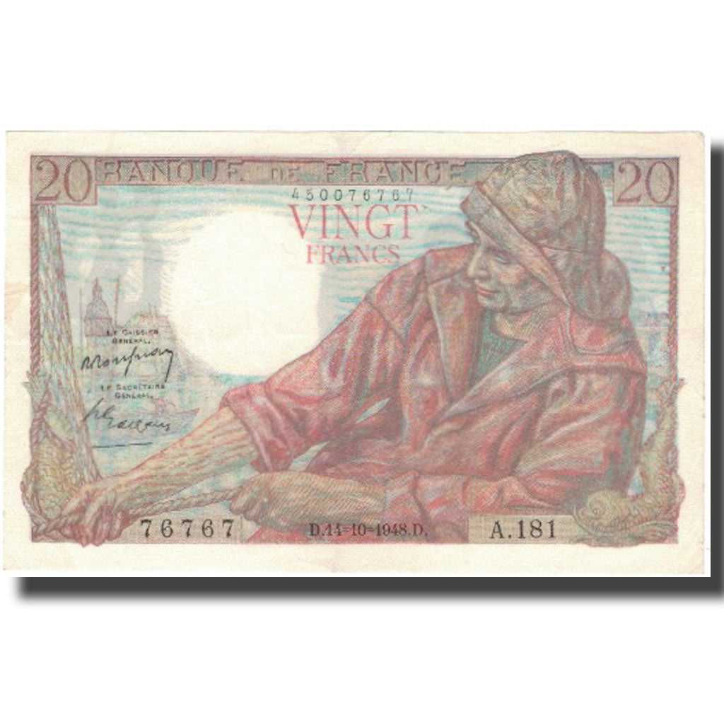 Francia, 20 Francs, Pêcheur, 1948-10-14, SPL-, Fayette:13.13, KM:100c