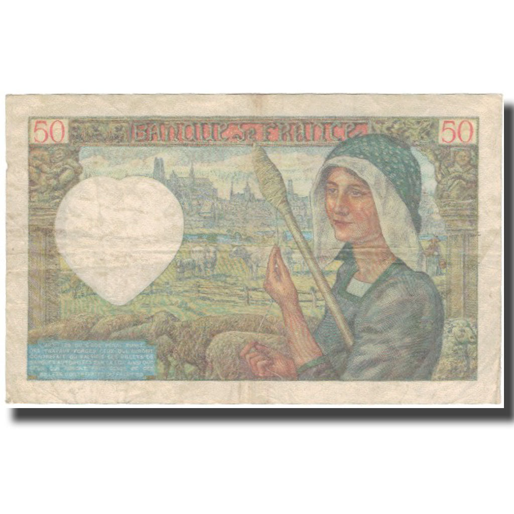 France, 50 Francs, Jacques Coeur, 1941-04-24, VF(20-25), Fayette:19.9, KM:93
