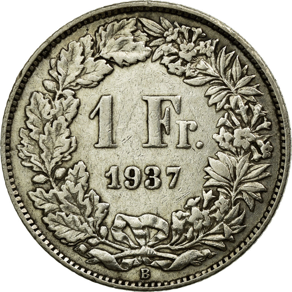 Coin, Switzerland, Franc, 1937, Bern, EF(40-45), Silver, KM:24
