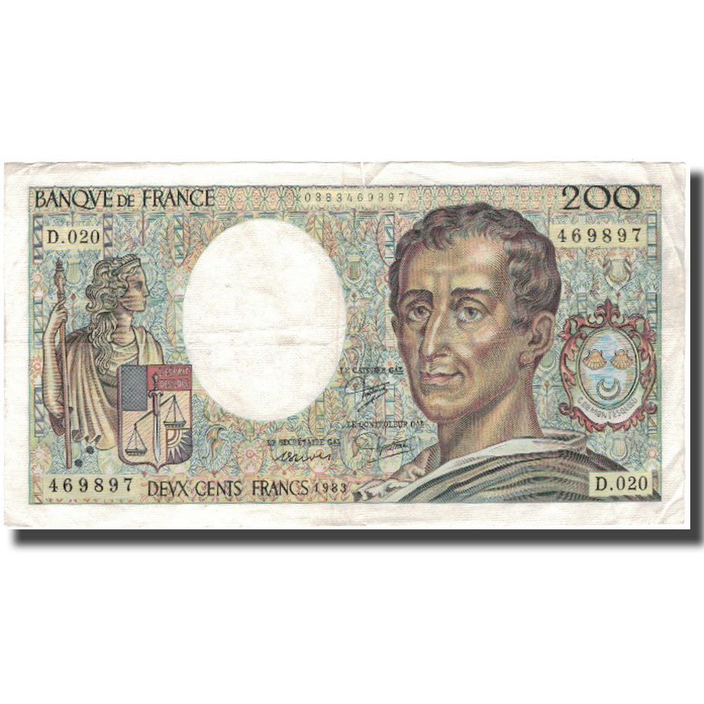 France, 200 Francs, Montesquieu, 1983, VF(20-25), Fayette:70.3, KM:155a