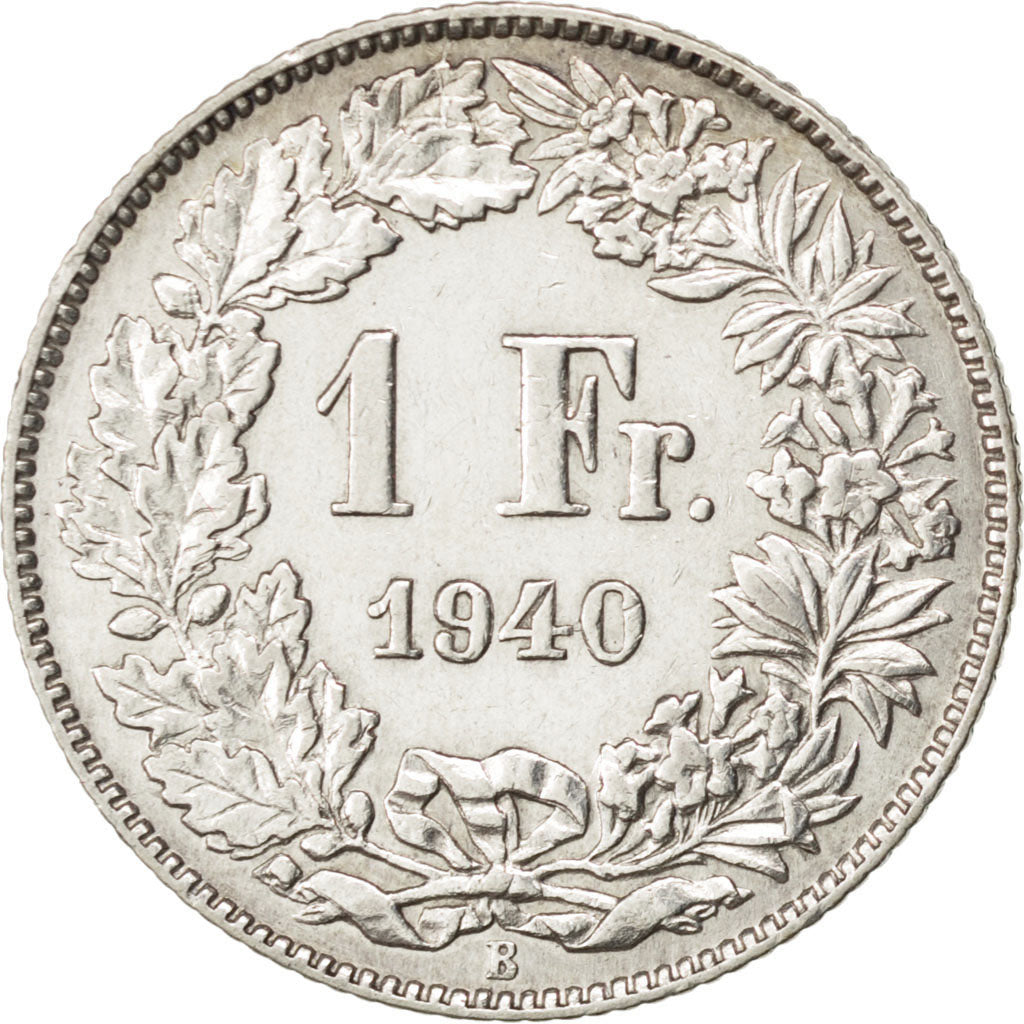 SWITZERLAND, Franc, 1940, Bern, KM #24, EF(40-45), Silver, 23.2, 4.93