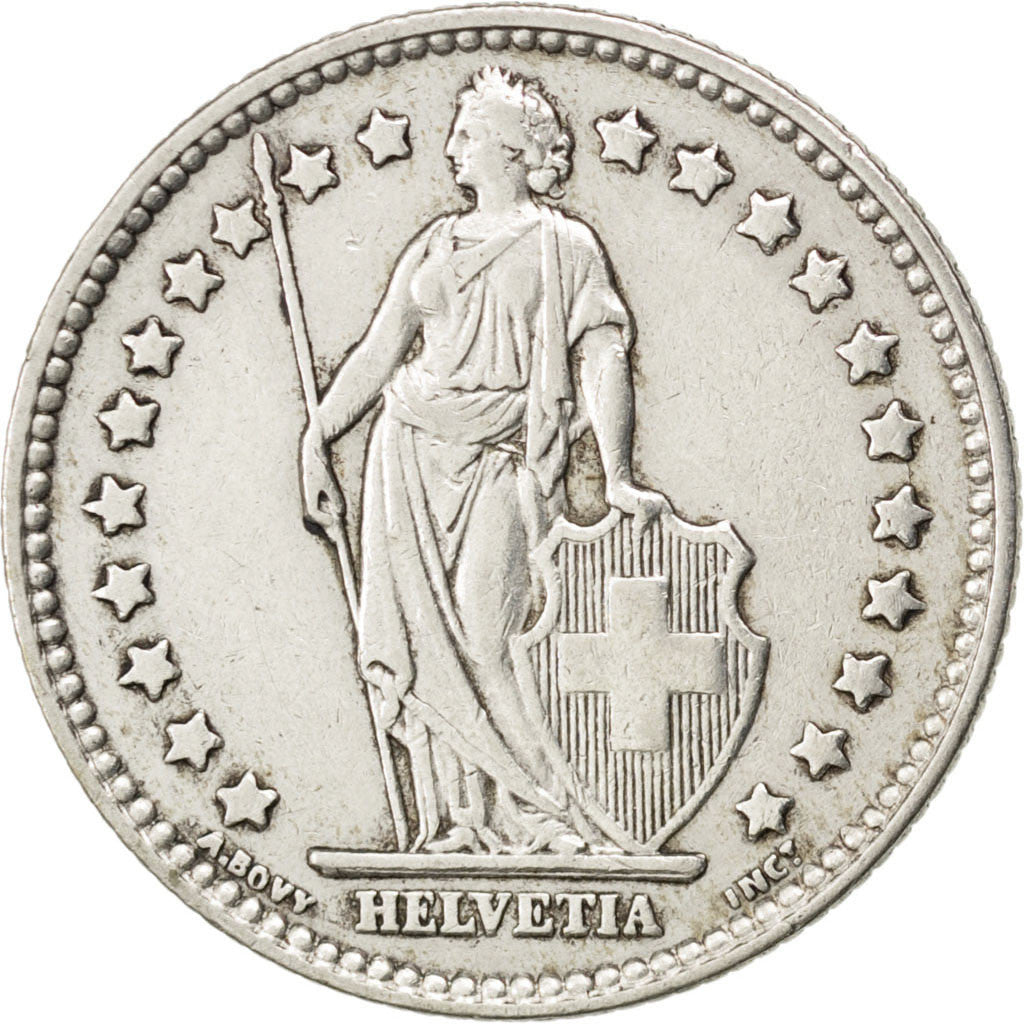SWITZERLAND, Franc, 1956, Bern, KM #24, AU(50-53), Silver, 23.2, 4.95