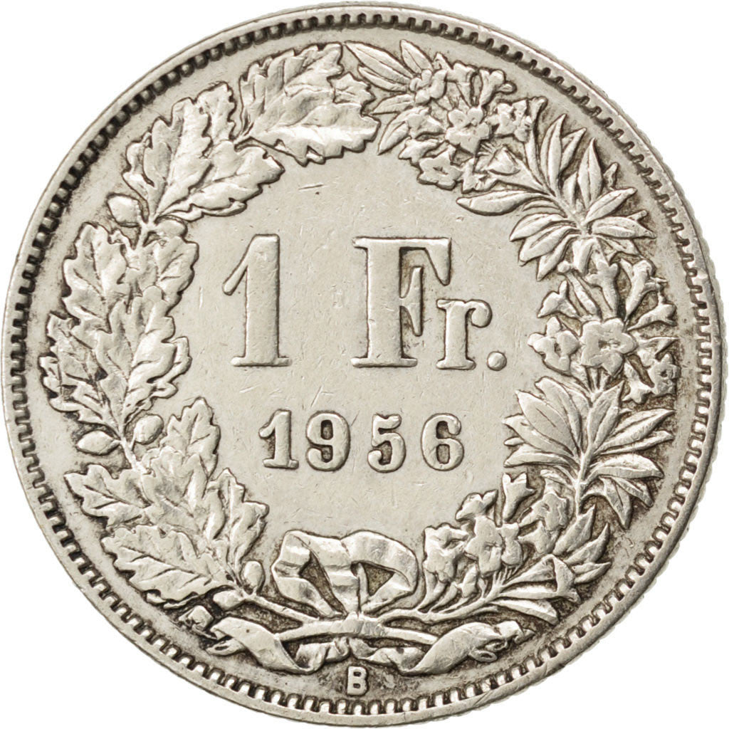SWITZERLAND, Franc, 1956, Bern, KM #24, AU(50-53), Silver, 23.2, 4.95