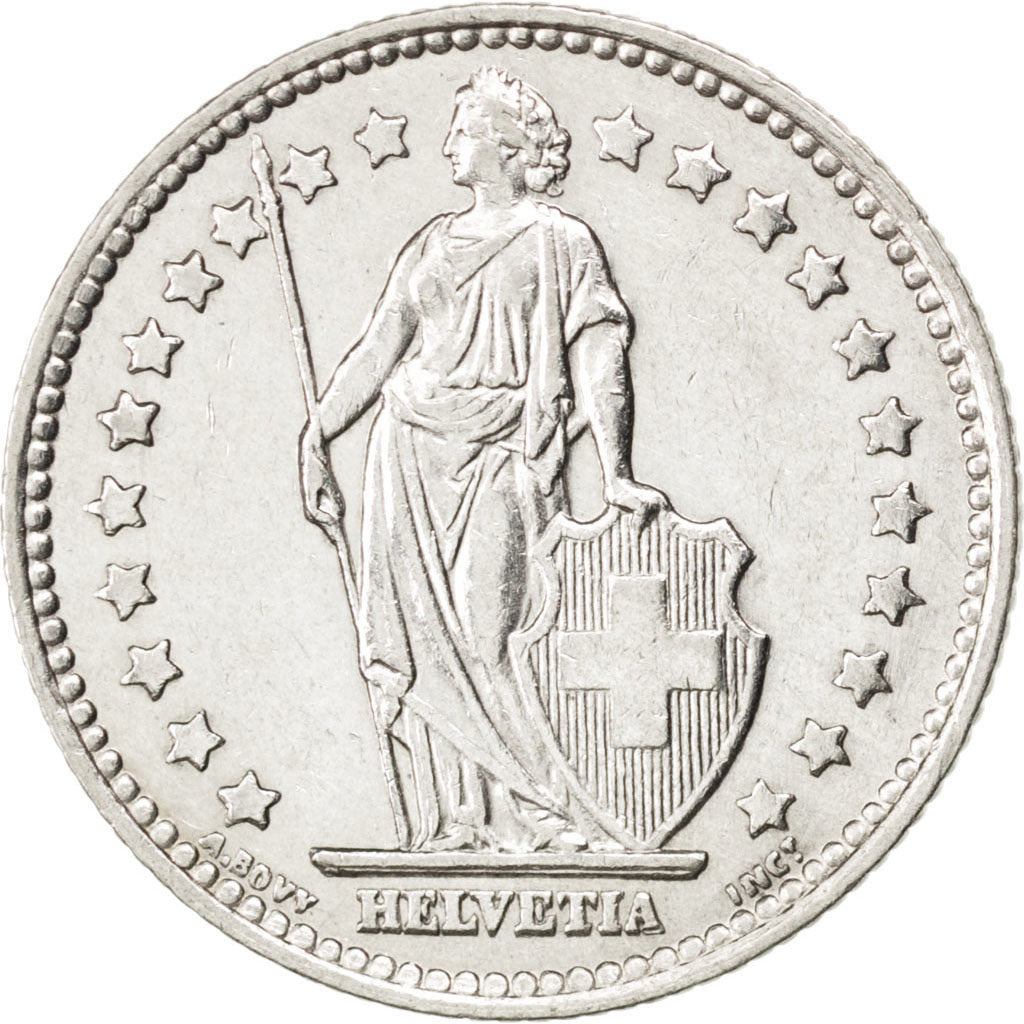 SWITZERLAND, Franc, 1952, Bern, KM #24, AU(55-58), Silver, 23.2, 5.01