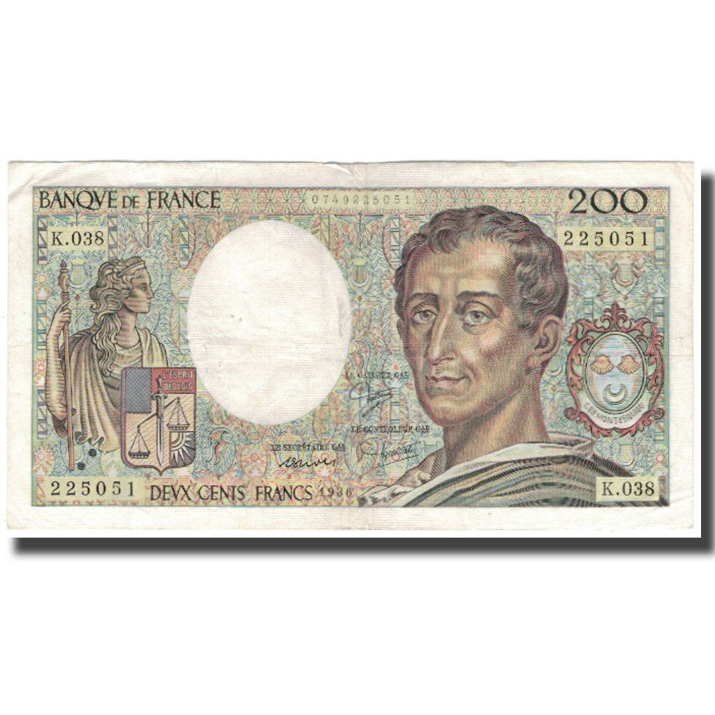 Frankreich, 200 Francs, Montesquieu, 1986, S, Fayette:70.6, KM:155a
