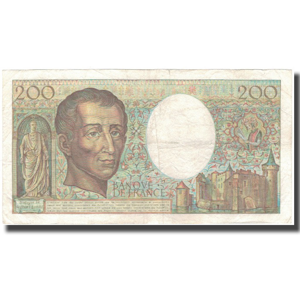 France, 200 Francs, Montesquieu, 1986, VF(20-25), Fayette:70.6, KM:155a