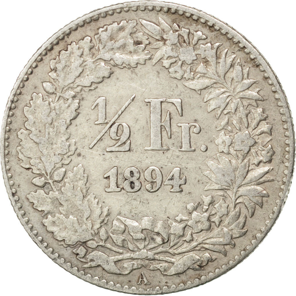Coin, Switzerland, 1/2 Franc, 1894, Bern, EF(40-45), Silver, KM:23