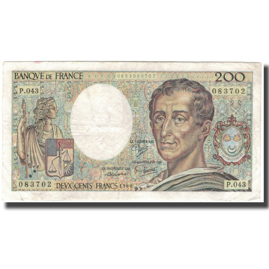 Francia, 200 Francs, Montesquieu, 1986, BC, Fayette:70.6, KM:155a