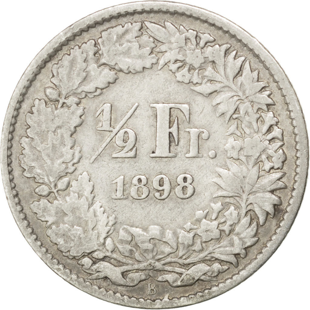 SWITZERLAND, 1/2 Franc, 1898, Bern, KM #23, VF(30-35), Silver, 18.2, 2.42