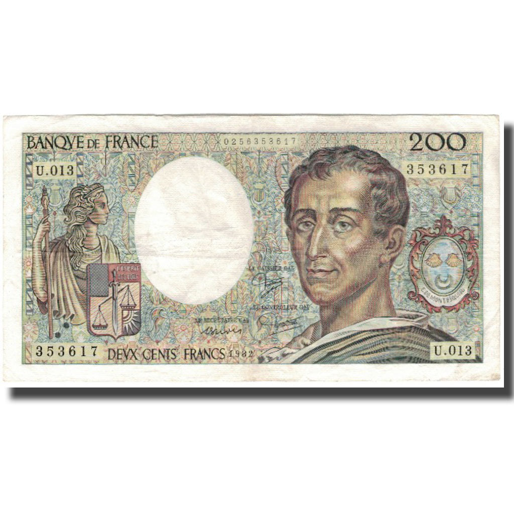 France, 200 Francs, Montesquieu, 1982, VF(30-35), Fayette:70.2, KM:155a