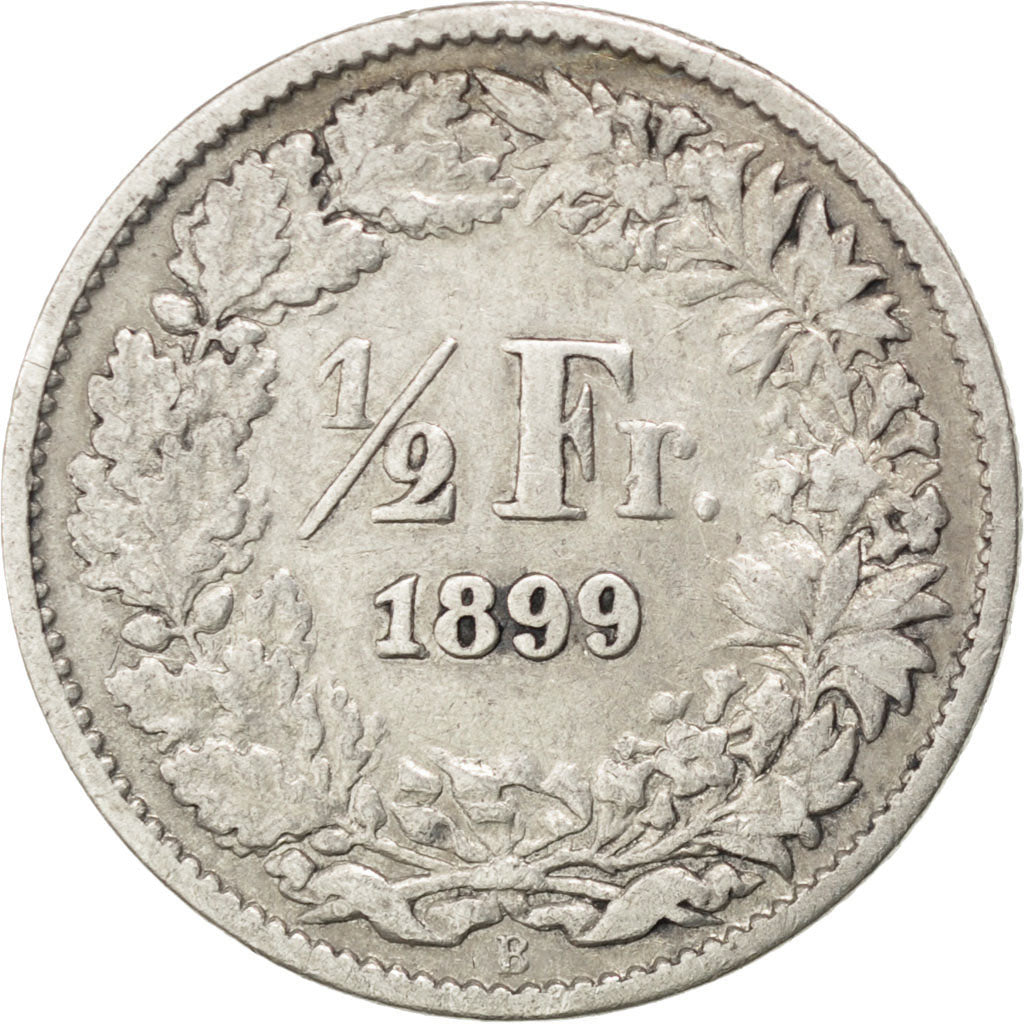 SWITZERLAND, 1/2 Franc, 1899, Bern, KM #23, VF(30-35), Silver, 18.2, 2.44
