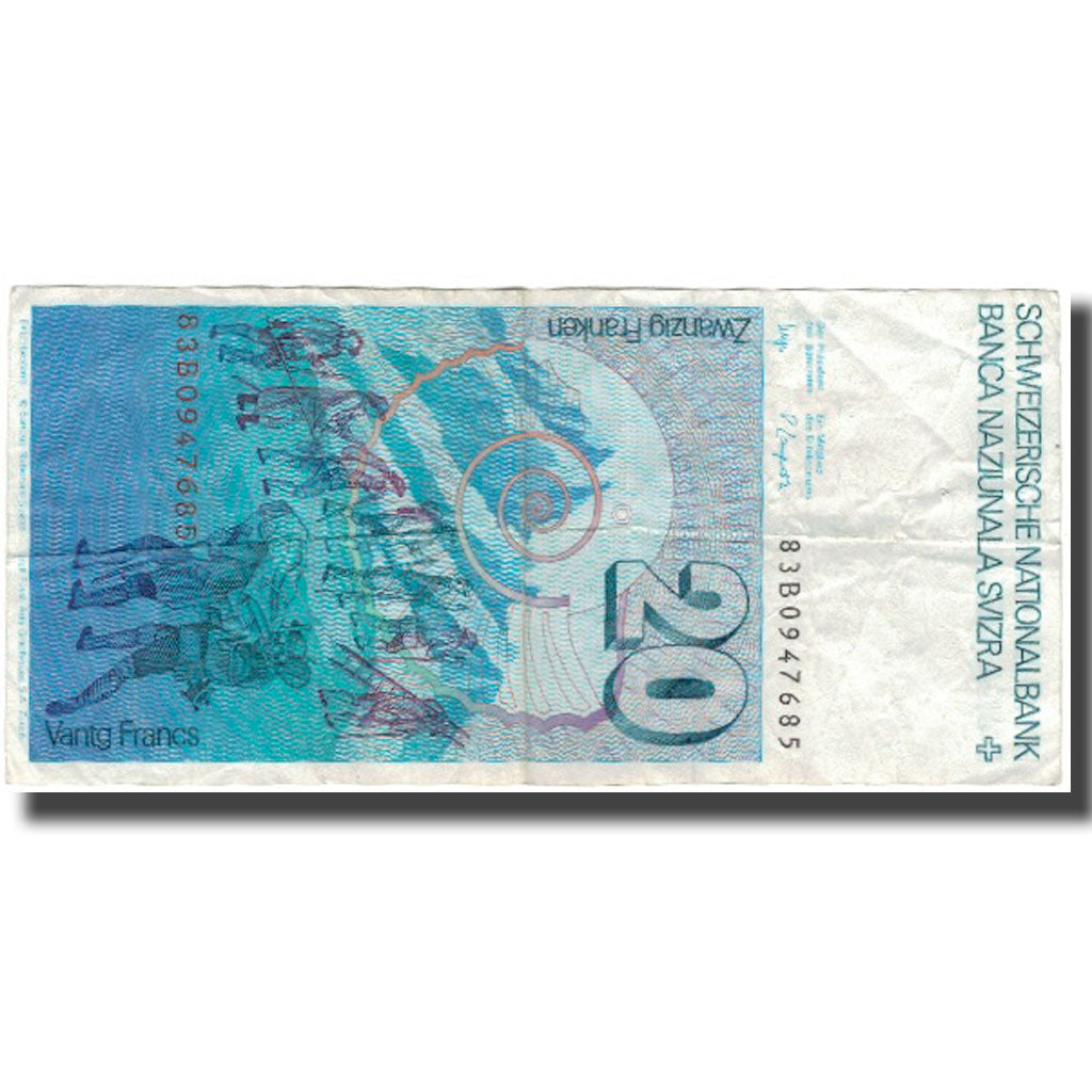 Geldschein, Schweiz, 20 Franken, KM:55e, S