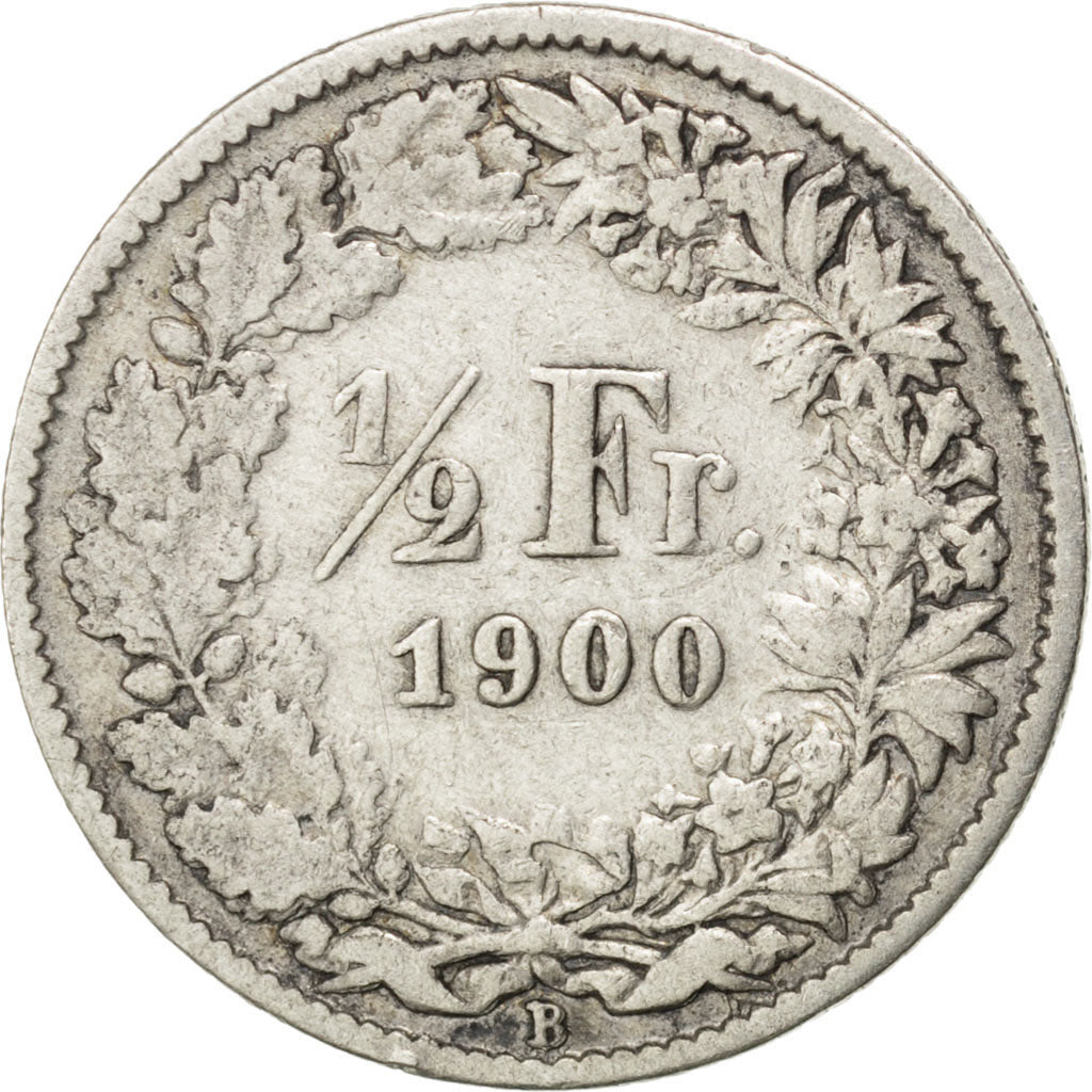 SWITZERLAND, 1/2 Franc, 1900, Bern, KM #23, VF(30-35), Silver, 18.2, 2.45