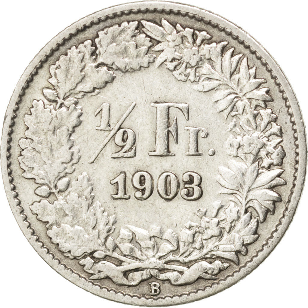 SWITZERLAND, 1/2 Franc, 1903, Bern, KM #23, EF(40-45), Silver, 18.2, 2.47