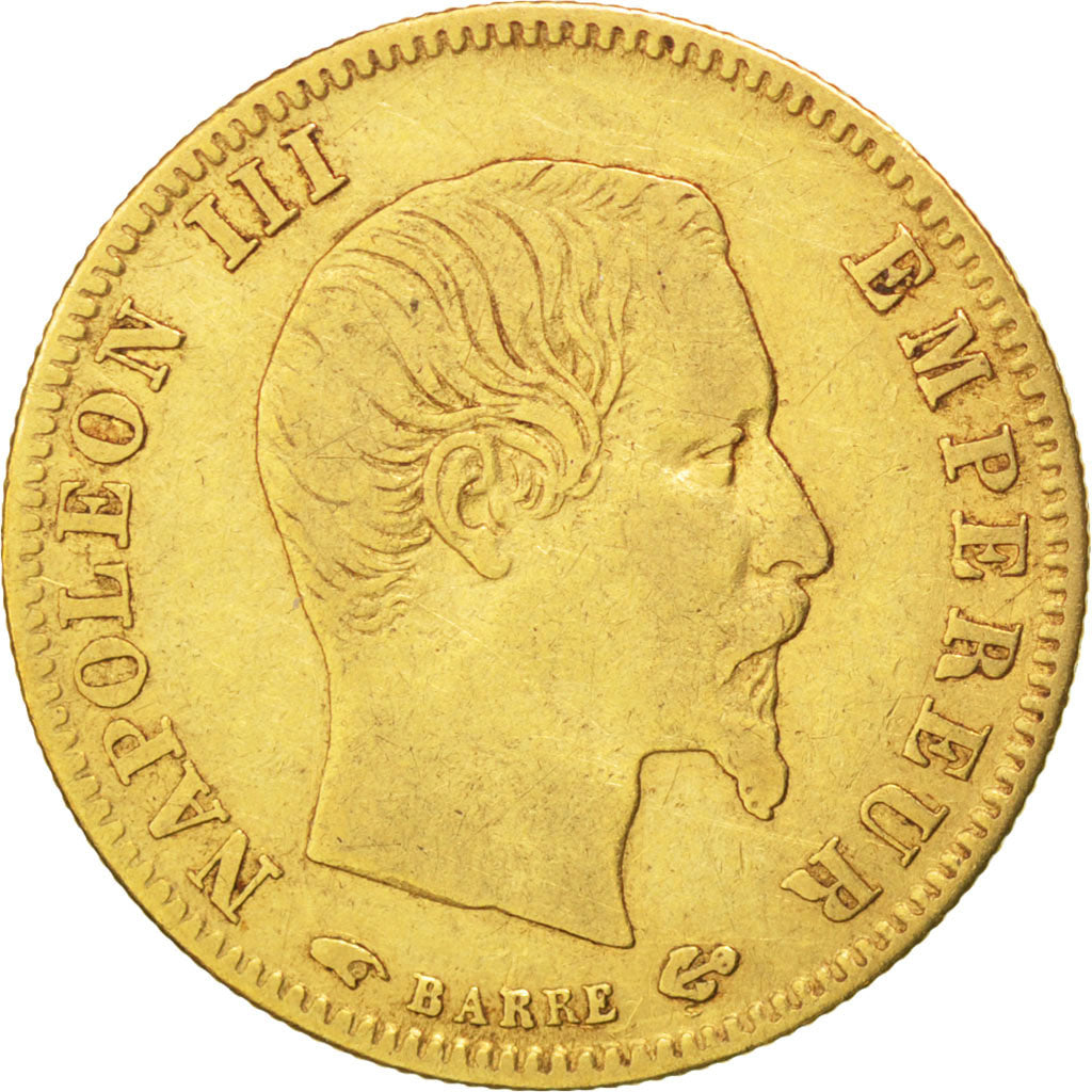 FRANCE, Napoléon III, 5 Francs, 1858, Paris, KM #787.1, EF(40-45), Gold, 16.7, G