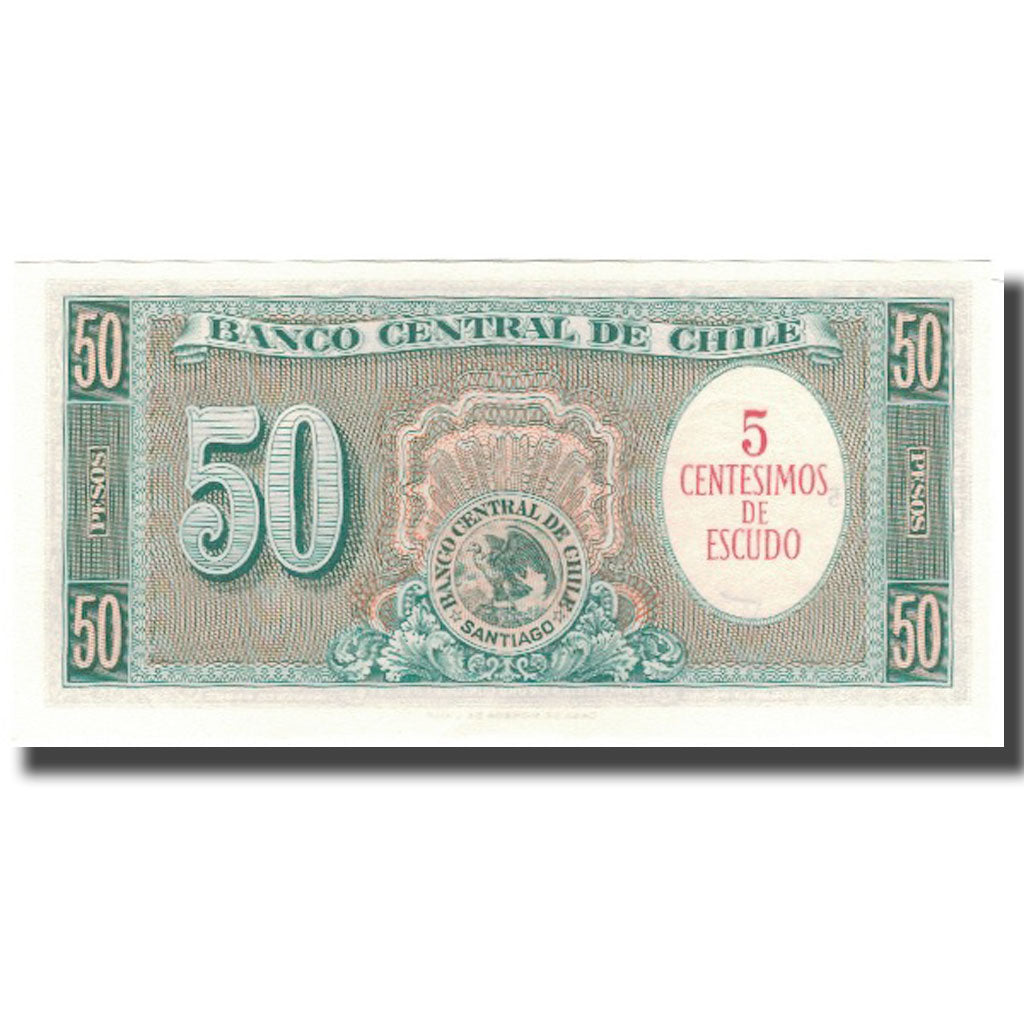 Banknote, Chile, 5 Centesimos on 50 Pesos, KM:126a, UNC(65-70)