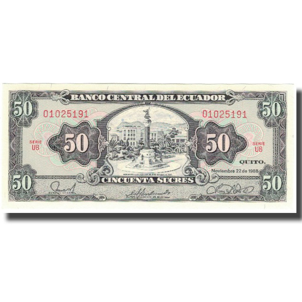Banknote, Ecuador, 50 Sucres, 1988-11-22, KM:122a, UNC(65-70)
